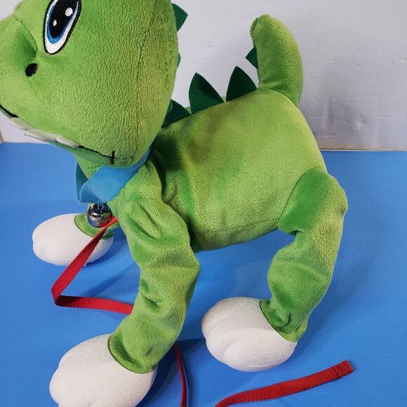 Ganz Peppy Pets Green Dinosaur Walking Plush Animal Pull Toy Go Where You Go - Picture 6 of 11